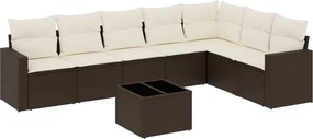 vidaXL 8 részes barna polyrattan kerti ülőgarnitúra párnákkal