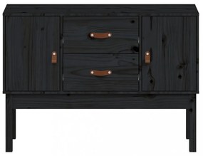 fekete tömör fenyőfa tálalószekrény 110 x 40 x 78 cm
