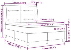 Boxspring Ágy Matresszel Fekete 140x200 cm Bársonyos
