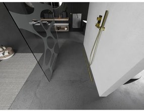 Mexen Kioto, Walk-In zuhany paraván 120 x 200 cm, 8 mm átlátszó üveg fehér mintás, arany matt profil, 800-120-002-55-97