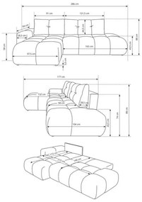 ALMADA jobb oldali, ágyazható L alakú kárpitozott sarokülőgarnitúra tárolóval, kék