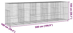 horganyzott vas gabion kosár fedéllel 500 x 100 x 150 cm