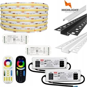 30m Homlokzati szett Led szalag Cob Cct 16W 24V IP65 Profil Fehér/Fekete