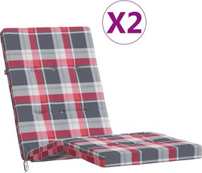 vidaXL 2 db piros kockás oxford szövet nyugágypárna
