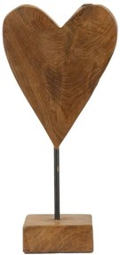 Szívszobor teak 15x10x35cm