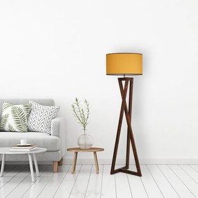 Mustársárga-barna állólámpa textil búrával (magasság 149 cm) Maçka – Opviq lights
