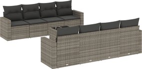 vidaXL 9 részes szürke polyrattan kerti ülőgarnitúra párnákkal