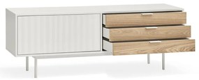 Fehér-natúr színű TV-állvány tölgyfa dekorral 140x52 cm Sierra – Teulat