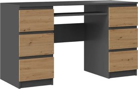 Kuba számítógépasztal, antracit-tölgy