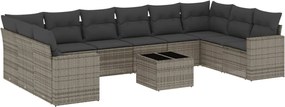 vidaXL 11 részes szürke polyrattan kerti ülőgarnitúra párnákkal