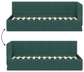 Sarokágy keret fejtámlával Sötétzöld 80 x 200 cm Bársony