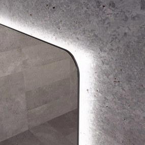 Álló fürdőszobai LED tükör 70x90cm | Páramentesítő funkció - Beépített óra - Fényerő és színhőmérséklet szabályozás | Welland Luxury-Line G1095
