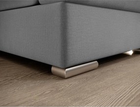 Szürke bársony kinyitható-tárolóhelyes sarokkanapé (jobb oldali-L alakú) Siber – ELTAP