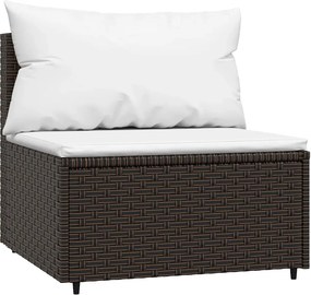 vidaXL barna polyrattan kerti középső kanapé párnákkal