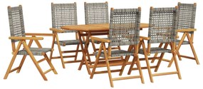 vidaXL Kert étkező szett 7 pcs Szürke Tömör Akácfa