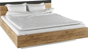 Dupla ágy, 180x200,  tölgy artisan/antracit, GABRIELA