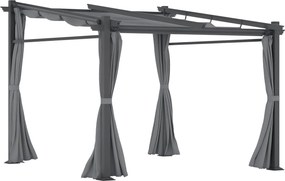 Outsunny Terasz Tető Pergola kb. 3x3m Terasz Borítás Kert Pavilon Alumínium, Falra Szerelhető, Állítható Tetővel, UV Védelemmel, Napvédelemmel Teraszr