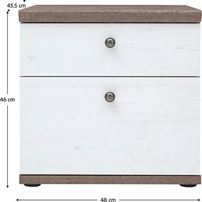 Éjjeliszekrény, canyon fenyő/sonoma trüffel tölgy, TEINA KOM2S