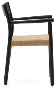 Fekete-natúr színű tölgyfa étkezőszék Yalia – Kave Home