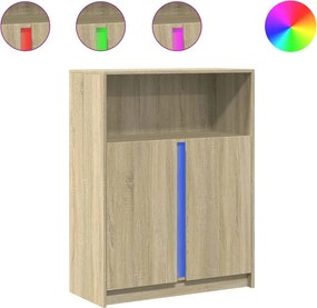 vidaXL sonoma tölgy szerelt fa tálalószekrény LED-del 77 x 34 x 100 cm