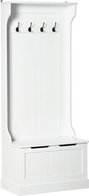 HOMCOM Modern 3 az 1-ben Szabadonálló Kabátállvány 4 Akasztóval, Tároló Pad és Kabátakasztó, Helytakarékos Előszoba, Folyosó, Hálószobai Bútor, 71,5x3