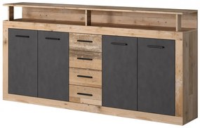 XXL/LUNA 4D4S Komód Öregtölgy/Szürke Színben