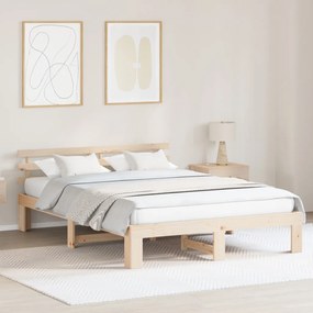 Tömör fenyő ágykeret Természetes fa Tömör fenyőfa 150 x 200 cm