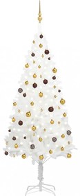 Fehér műkarácsonyfa LED-ekkel és gömbszettel 240 cm