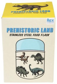 Kék-krémszínű ételtartó gyerek termosz 280 ml Prehistoric Land – Rex London