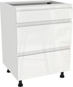 Fiókos szekrény Slim 60 Frezo Fehér front Fogantyú nélküli Fehér Fényes