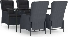 vidaXL 5 részes sötétszürke kerti étkezőgarnitúra