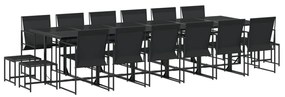 vidaXL 17 részes fekete textilén kerti étkezőgarnitúra