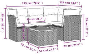 5 részes bézs polyrattan kerti ülőgarnitúra párnákkal