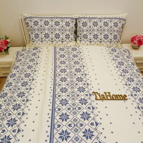 Etnico kék pamut lepedők TiaHome - 1x Párna 90x70cm, 1x Paplan 140x200cm