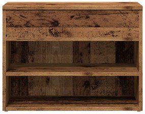 antik fa színű szerelt fa cipőtároló pad 60 x 30 x 45 cm