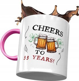 Rózsaszín Bögre Születésnapra 33 33. 33. Ajándék Nyomtatott Fotóval