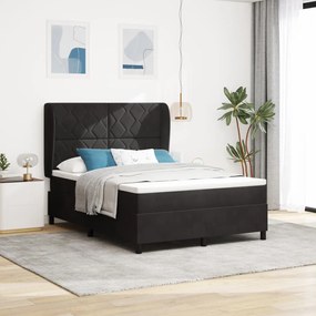 Boxspring Ágy Matrac Vele Fekete 140x200 cm Bársonyos
