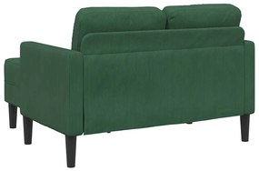 sötét zöld vászon 2 üléses kanapé L-alakú kanapéval 125 cm