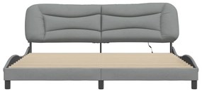 világosszürke szövet ágykeret LED-ekkel matrac nélkül Hvar 200 x 200 cm