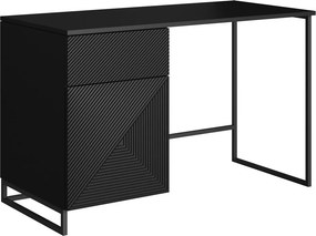 Asha íróasztal, fiókkal - 120 cm - matt fekete / fekete keret