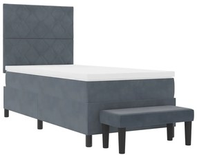 Boxspring ágy matraccal és paddal Sötétszürke 90x190 cm Bársonyos