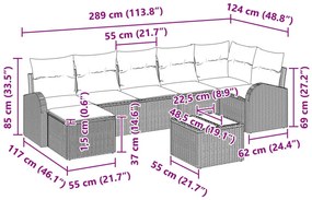 8 darabos kerti kanapészett párnákkal bézs poly rattan