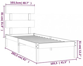 fekete tömör fa ágykeret 100 x 200 cm