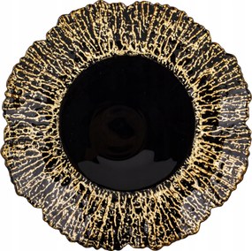 Tálca fekete arany üveg tányértartó patera glamour