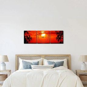 Kép - naplemente repülőgéppel (órával) (90x30 cm)