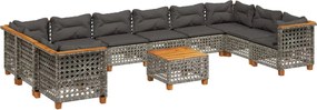 vidaXL 11 részes szürke polyrattan kerti ülőgarnitúra párnákkal