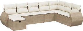 vidaXL 8 részes bézs polyrattan kerti ülőgarnitúra párnával
