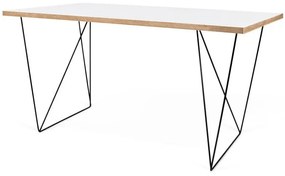 Flow fehér íróasztal fekete lábakkal, 140 x 75 cm - TemaHome