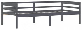 sötétszürke tömör fenyőfa ágykeret 90 x 200 cm