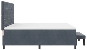 Bokszrugós Ágy Matraccal és Pad Sötétszürke 200x200 cm Velúr